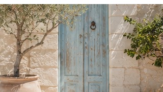 המחשה לפלטת כחול כפרי ואבן